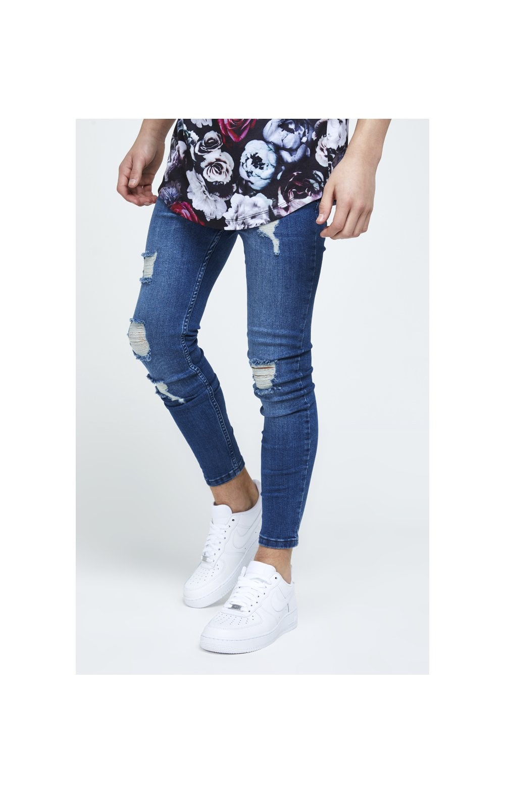 Load image into Gallery viewer, Illusive London Skinny Distressed Denims - Mid-Stone Blue