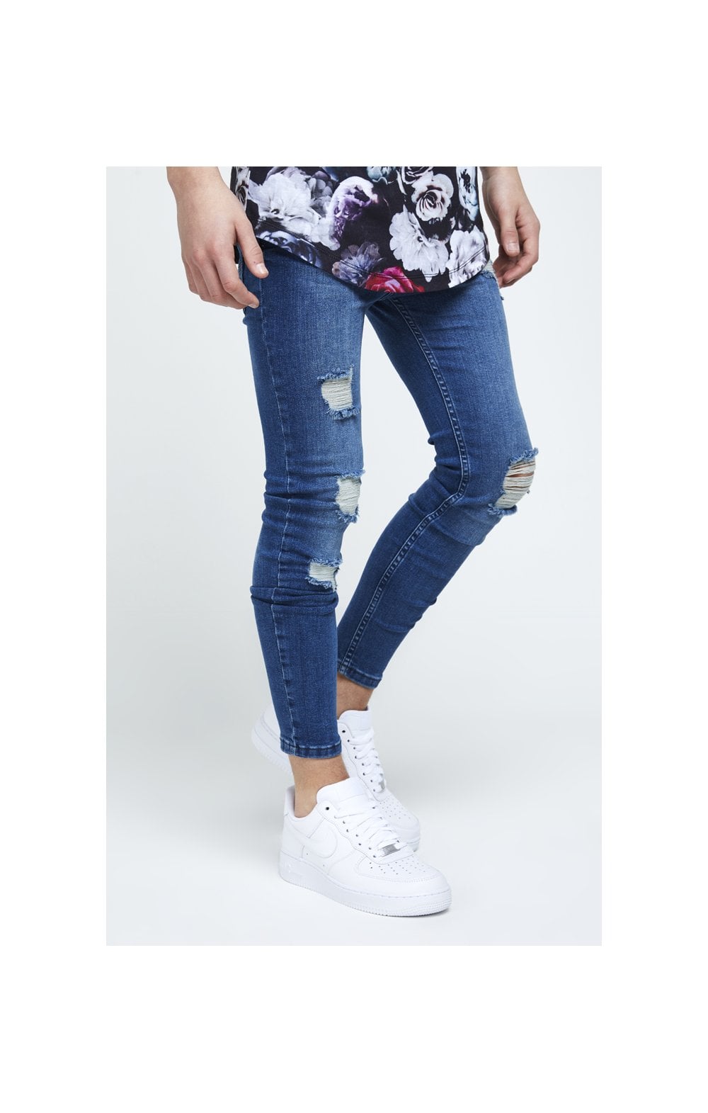 Load image into Gallery viewer, Illusive London Skinny Distressed Denims - Mid-Stone Blue (1)