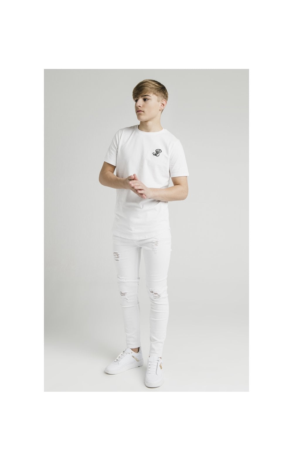 Load image into Gallery viewer, Boys Illusive White Curved Hem T-Shirt (3)