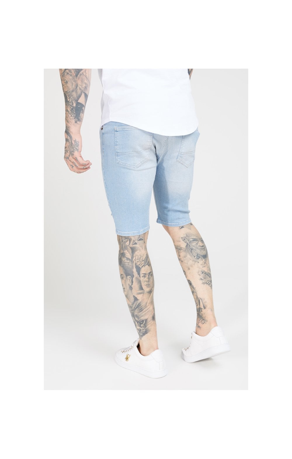 Load image into Gallery viewer, SikSilk Distressed Skinny Shorts – Light Wash (2)