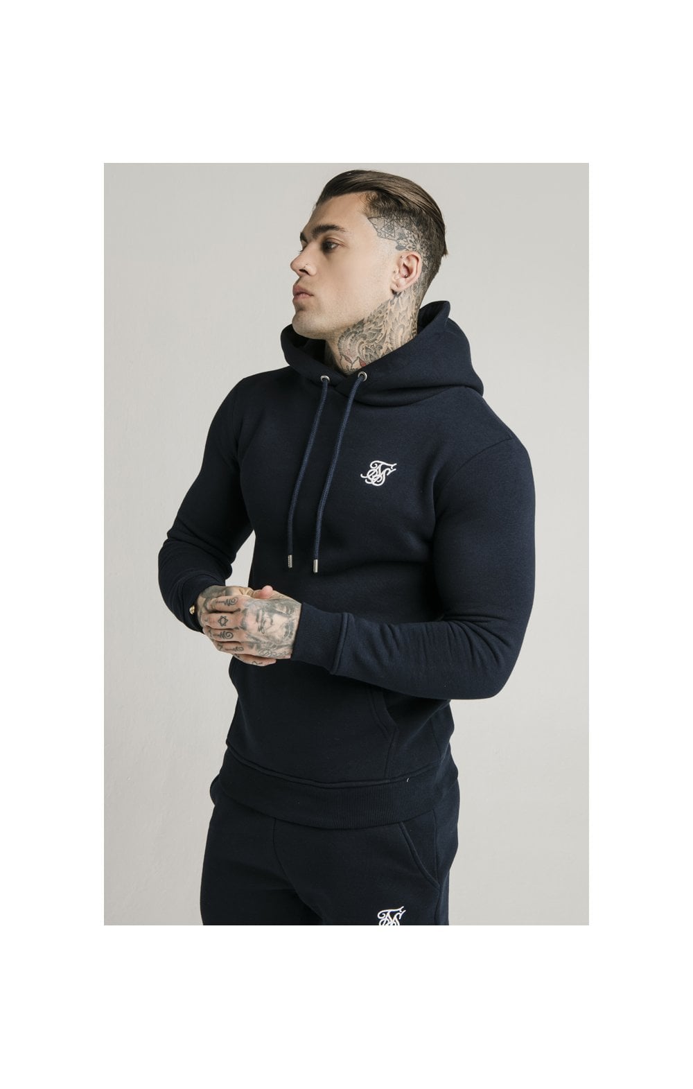 Load image into Gallery viewer, Navy Muscle Fit Overhead Hoodie (1)