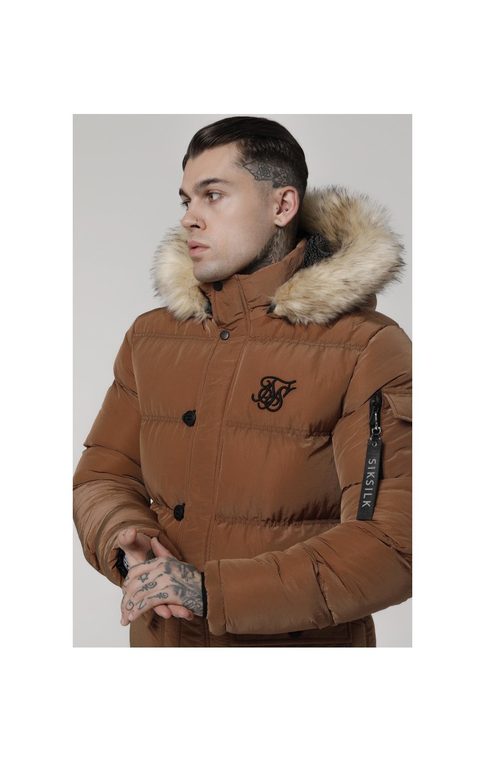 Load image into Gallery viewer, SikSilk Shiny Puff Parka – Rust