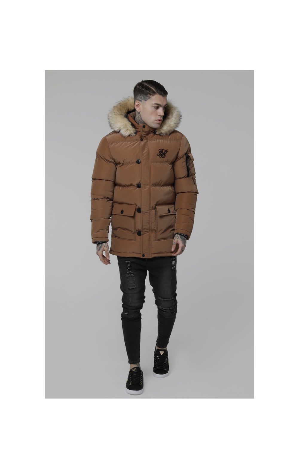 Load image into Gallery viewer, SikSilk Shiny Puff Parka – Rust (3)