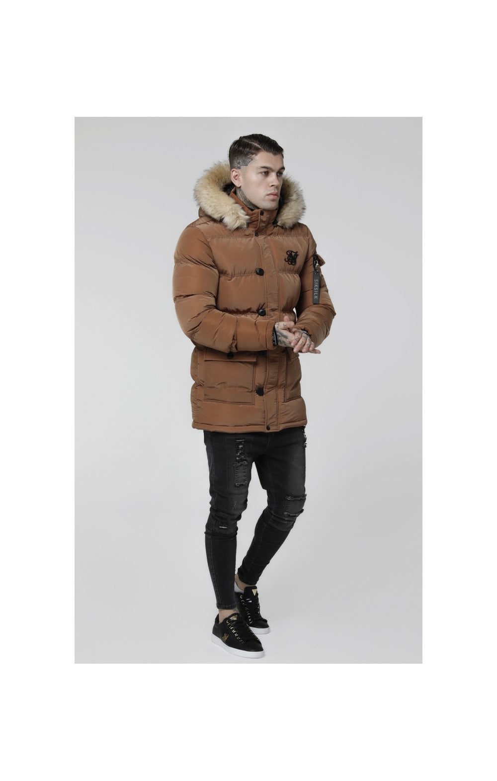 Load image into Gallery viewer, SikSilk Shiny Puff Parka – Rust (4)