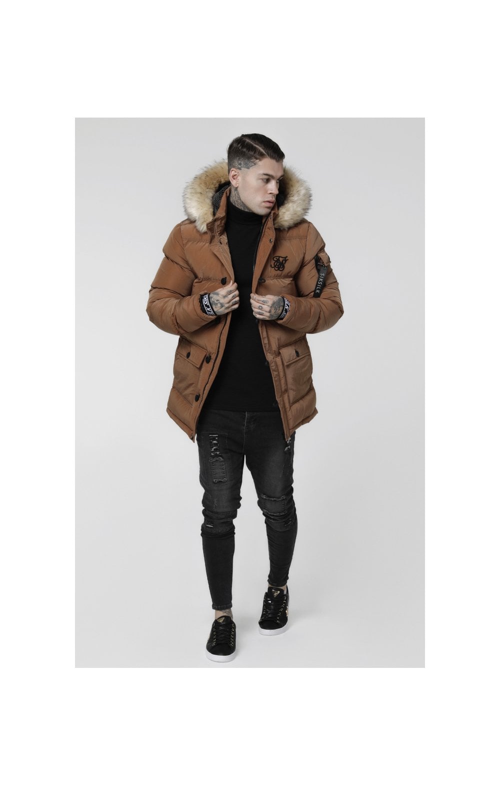 Load image into Gallery viewer, SikSilk Shiny Puff Parka – Rust (1)