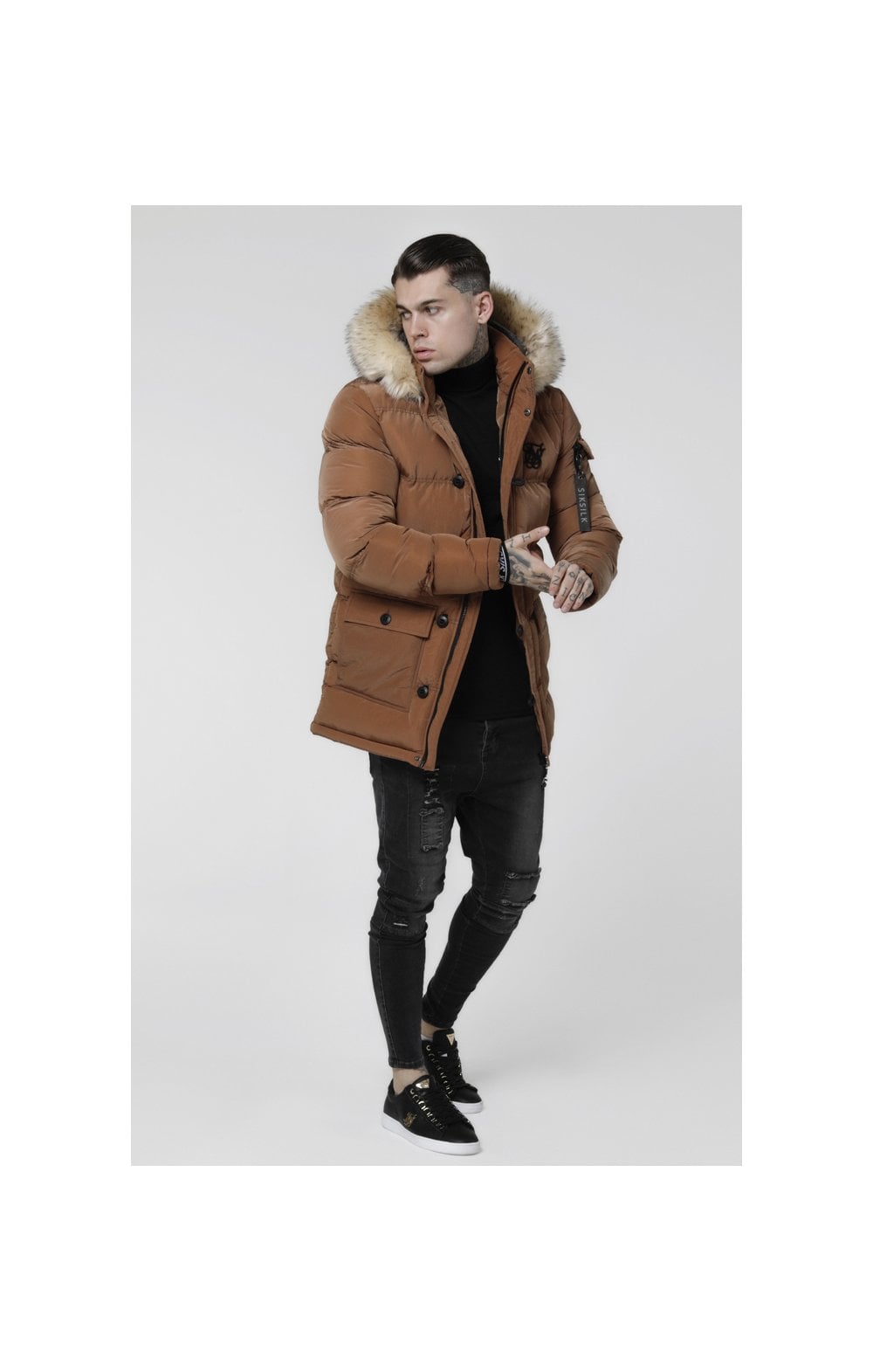 Load image into Gallery viewer, SikSilk Shiny Puff Parka – Rust (6)
