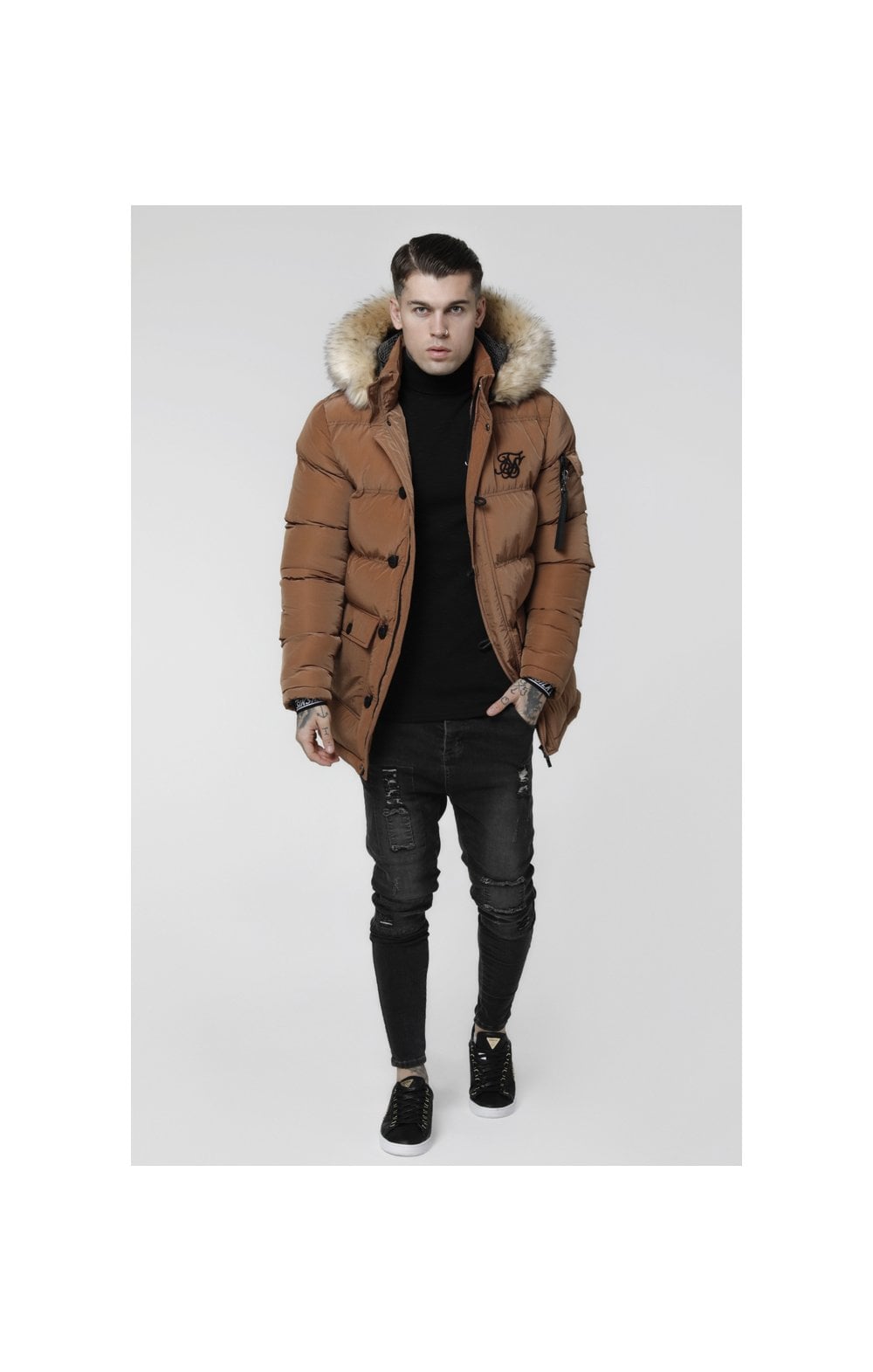 Load image into Gallery viewer, SikSilk Shiny Puff Parka – Rust (7)