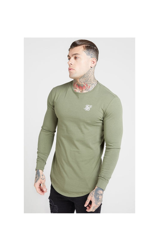 Khaki Essential Long Sleeve Muscle Fit T-Shirt