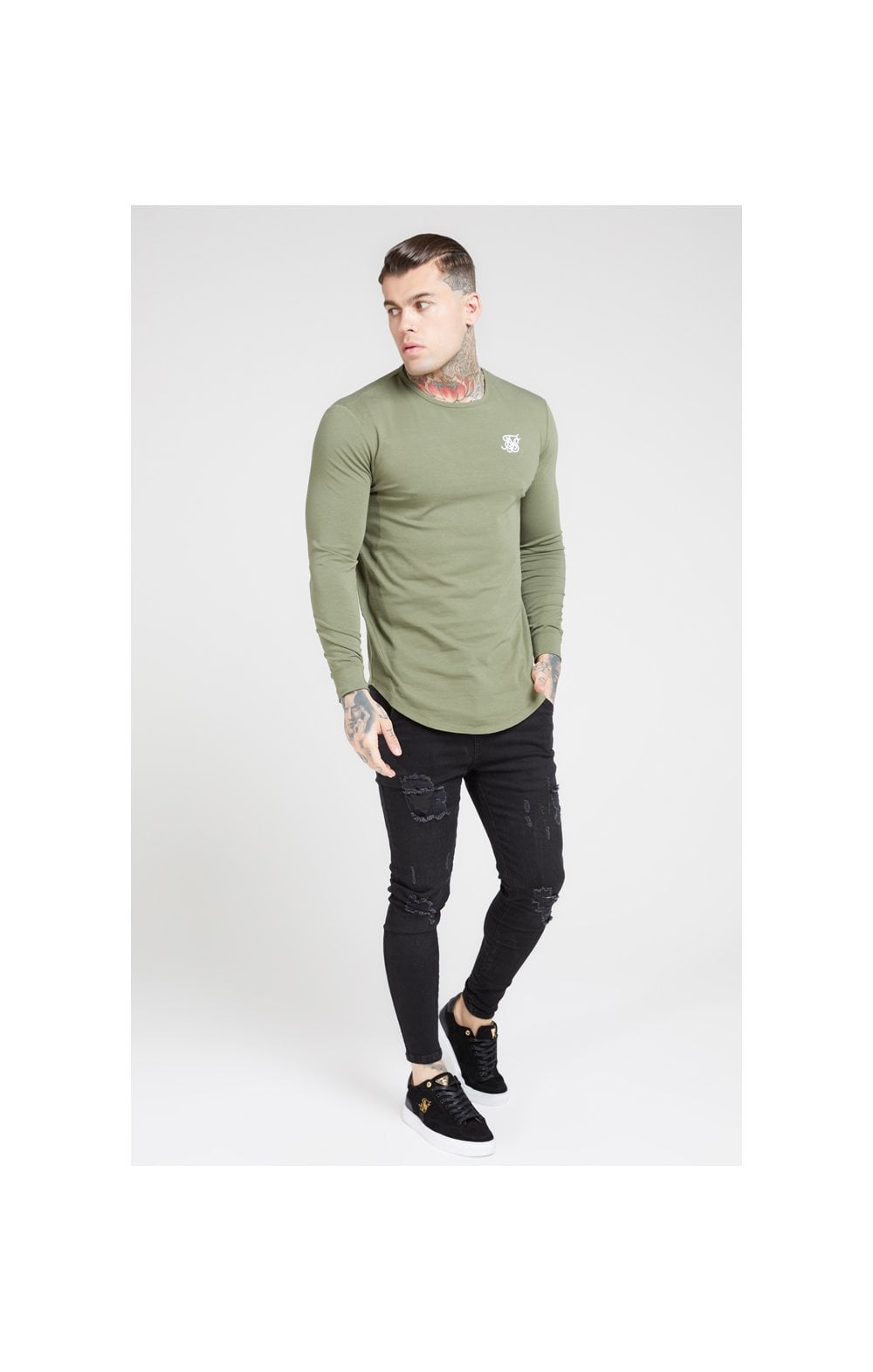 Load image into Gallery viewer, Khaki Essential Long Sleeve Muscle Fit T-Shirt (2)