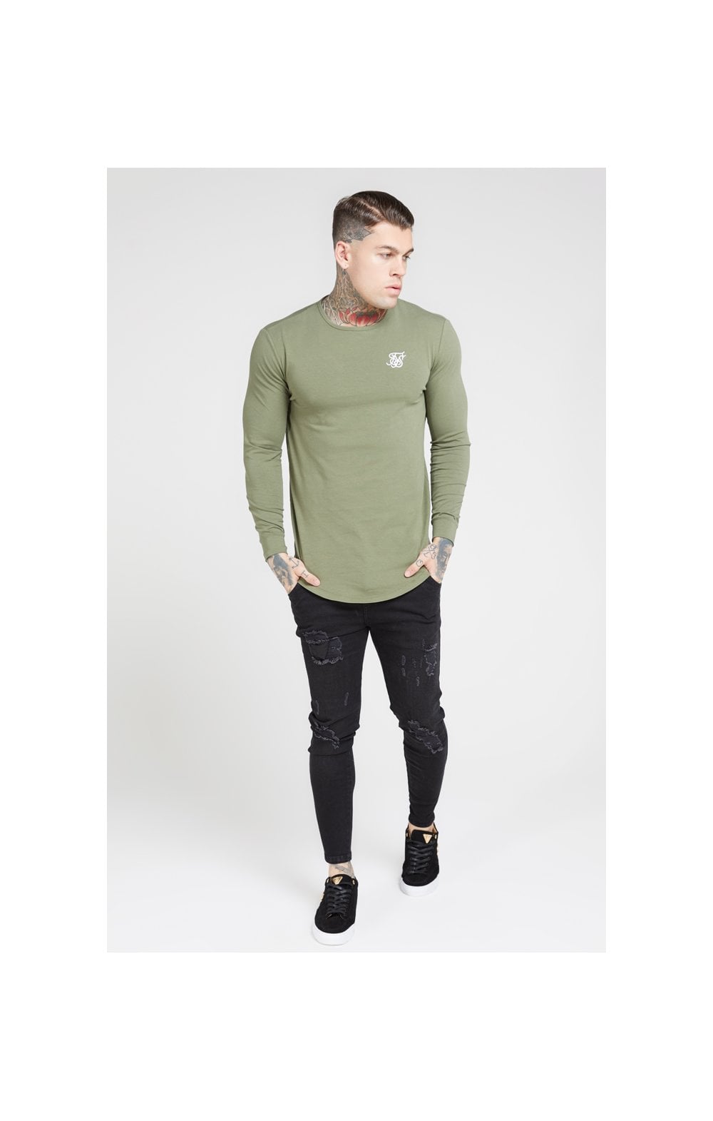 Load image into Gallery viewer, Khaki Essential Long Sleeve Muscle Fit T-Shirt (3)