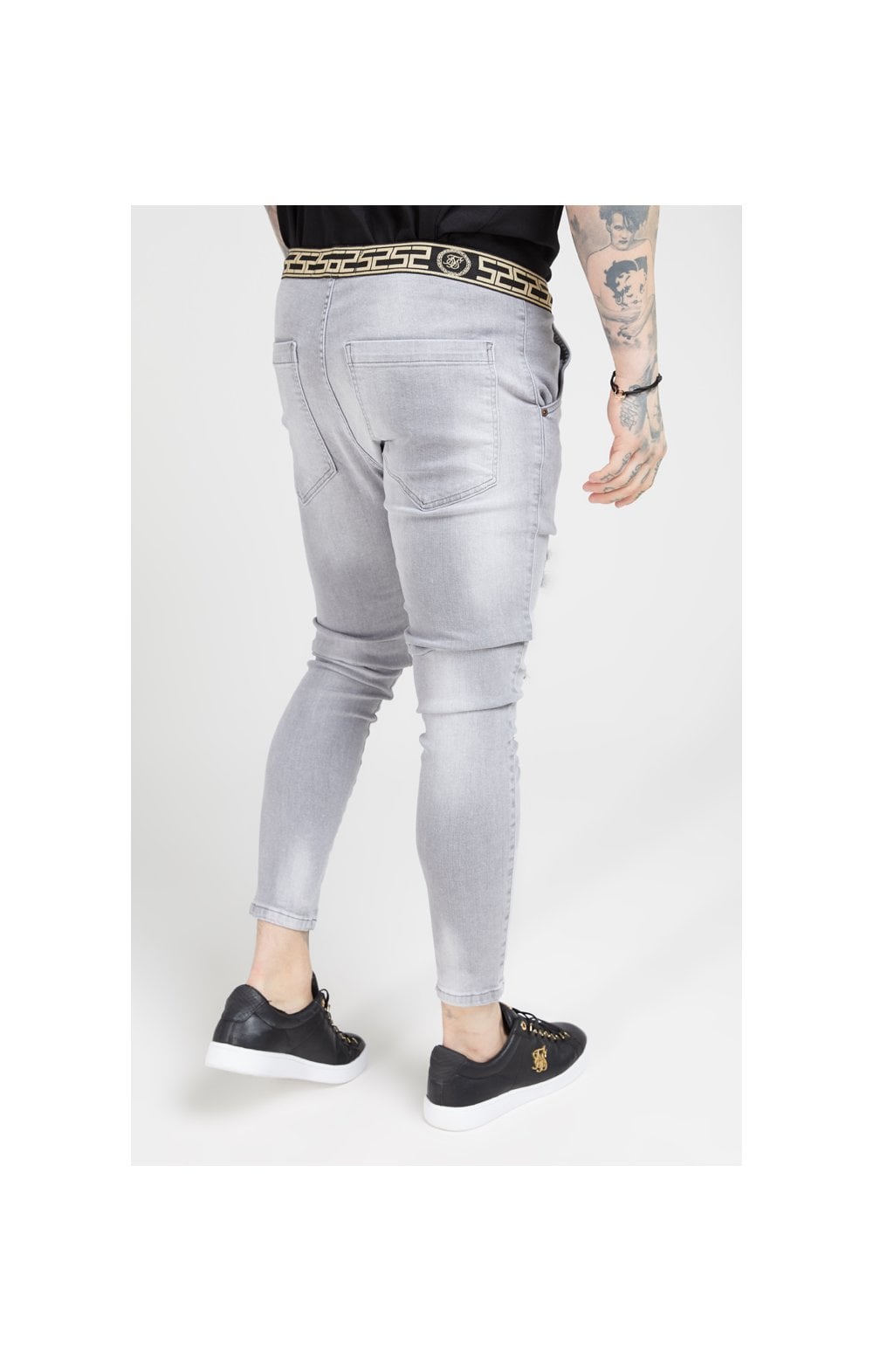 Load image into Gallery viewer, SikSilk Elasticated Waist Skinny Distressed Jeans – Washed Grey (2)
