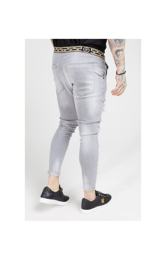 SikSilk Elasticated Waist Skinny Distressed Jeans – Washed Grey
