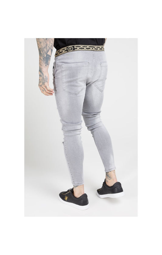 SikSilk Elasticated Waist Skinny Distressed Jeans – Washed Grey