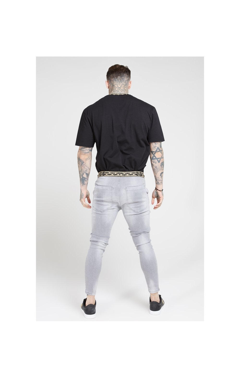 Load image into Gallery viewer, SikSilk Elasticated Waist Skinny Distressed Jeans – Washed Grey (4)