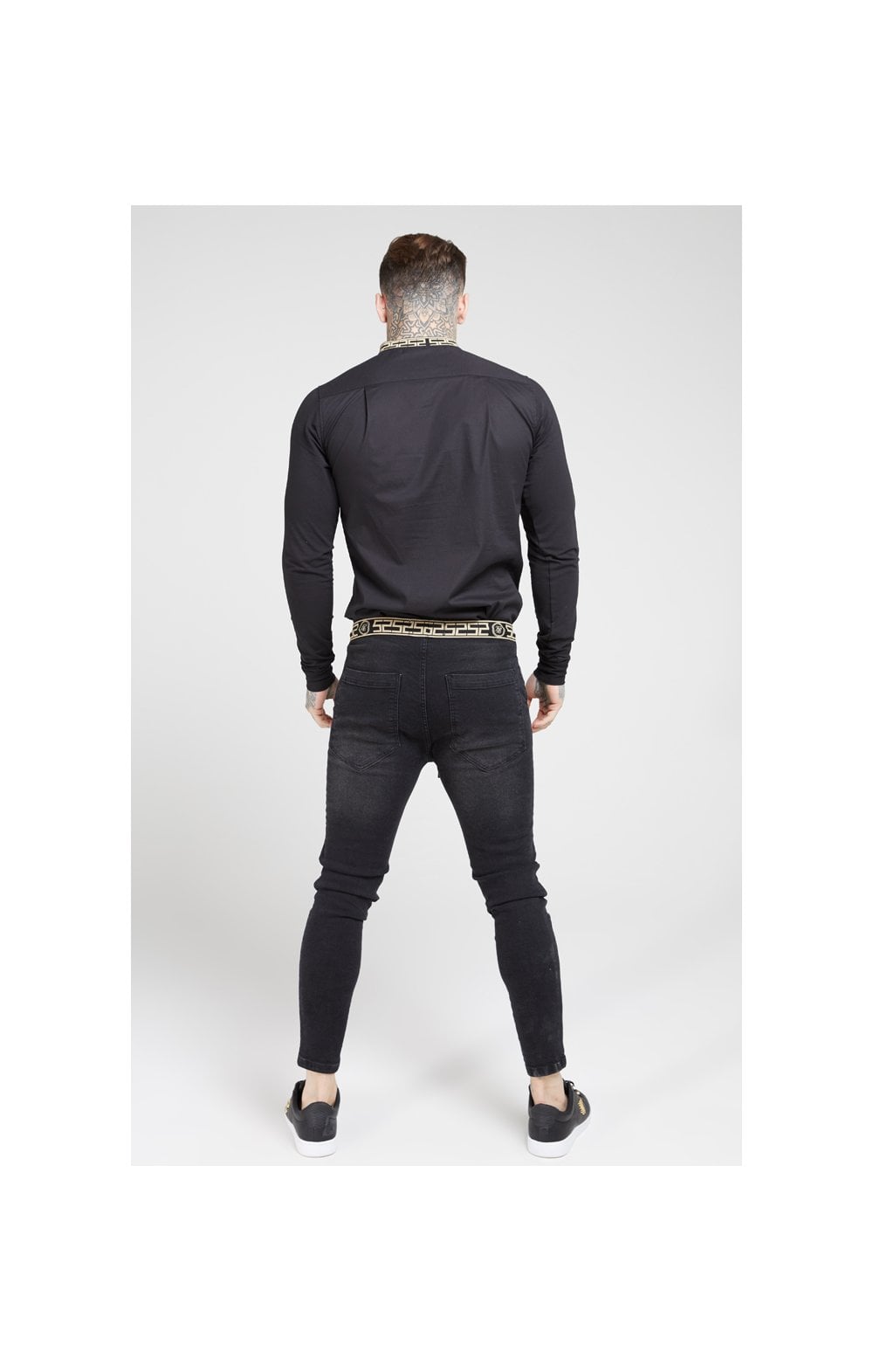 Load image into Gallery viewer, SikSilk L/S Tape Collar Shirt - Black &amp; Gold (5)