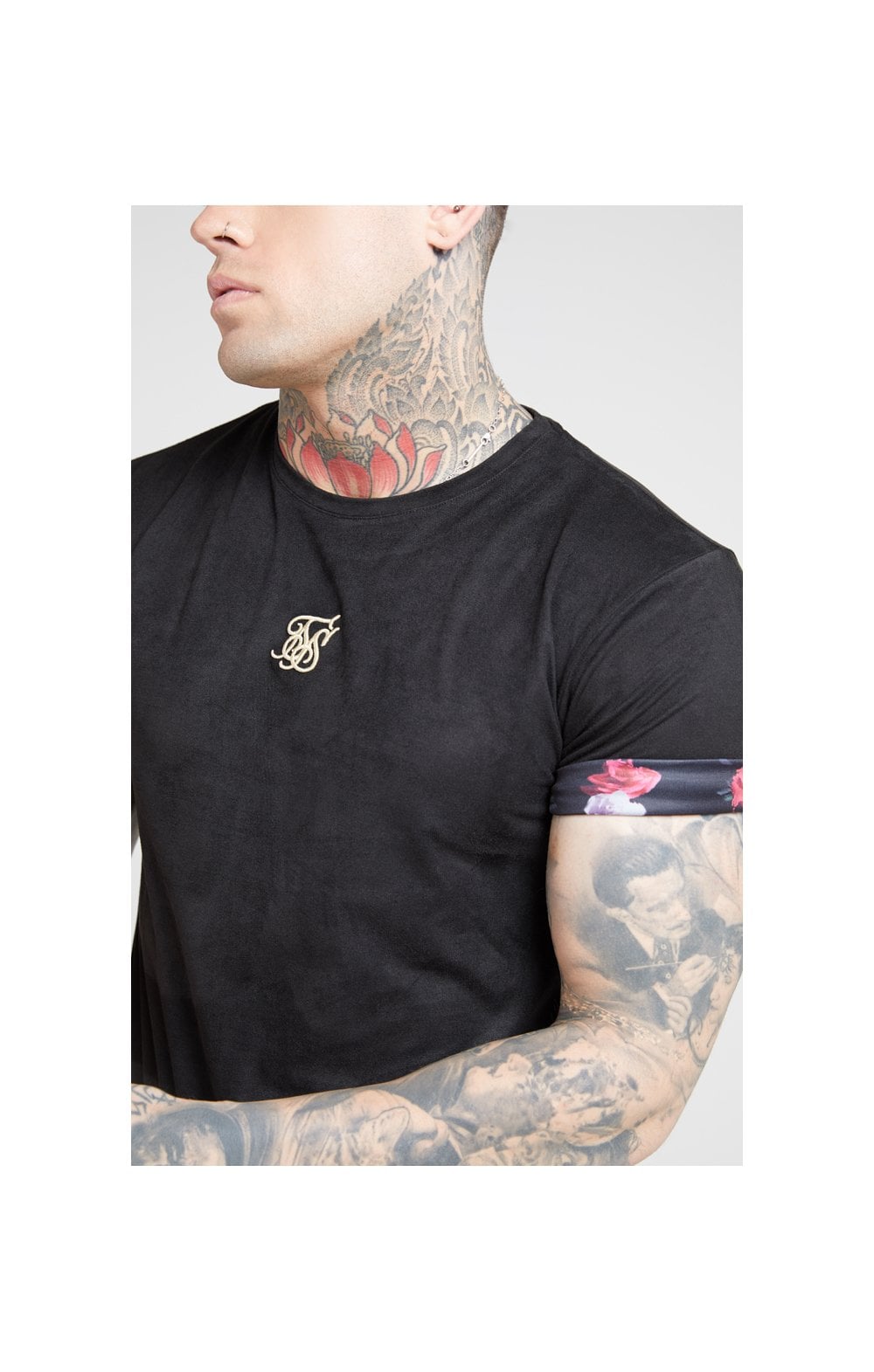 Load image into Gallery viewer, SikSilk S/S Roll Sleeve Tee – Black &amp; Oil Paint (1)