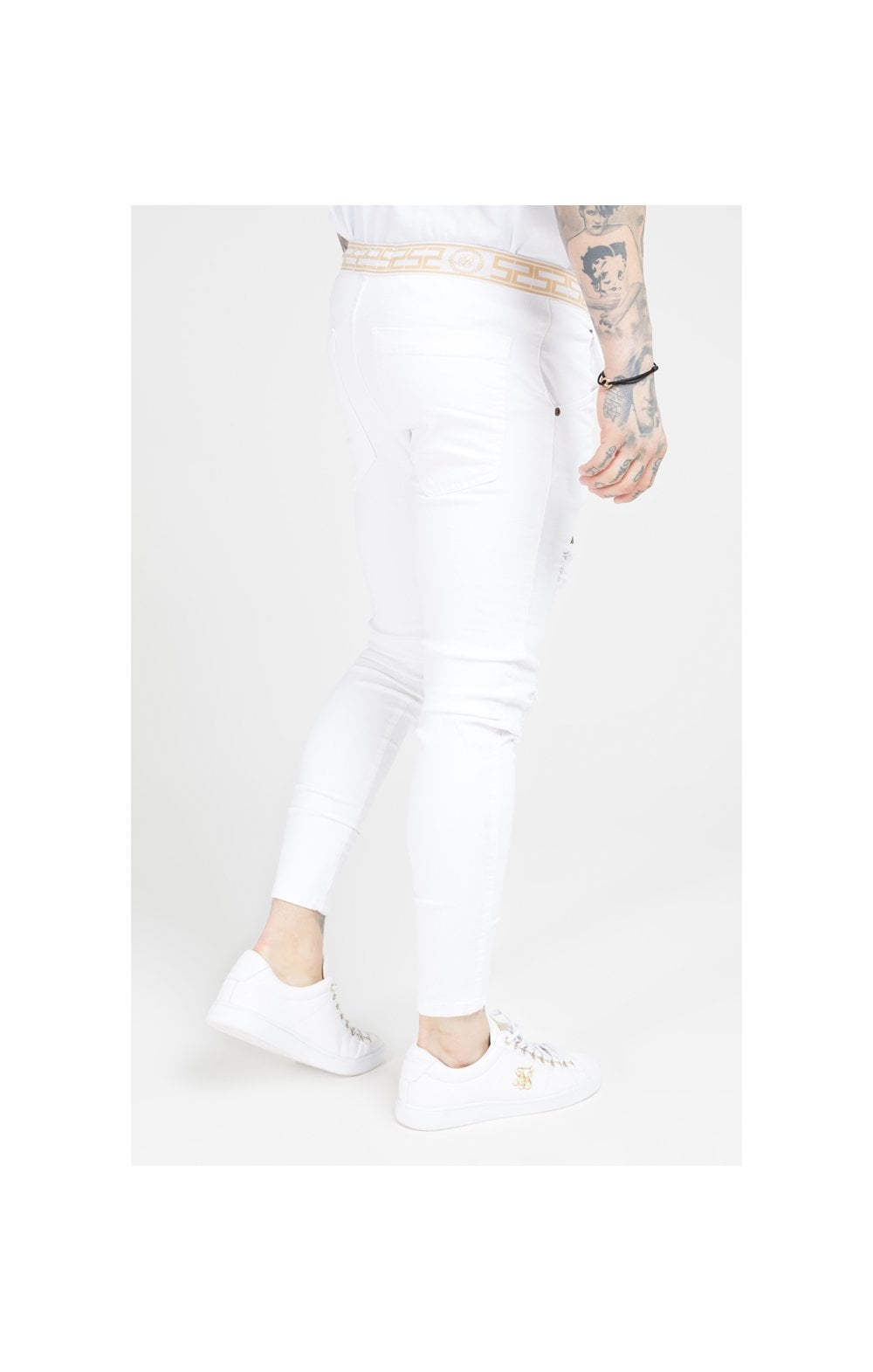 Load image into Gallery viewer, SikSilk Skinny Distressed Denims – White (2)