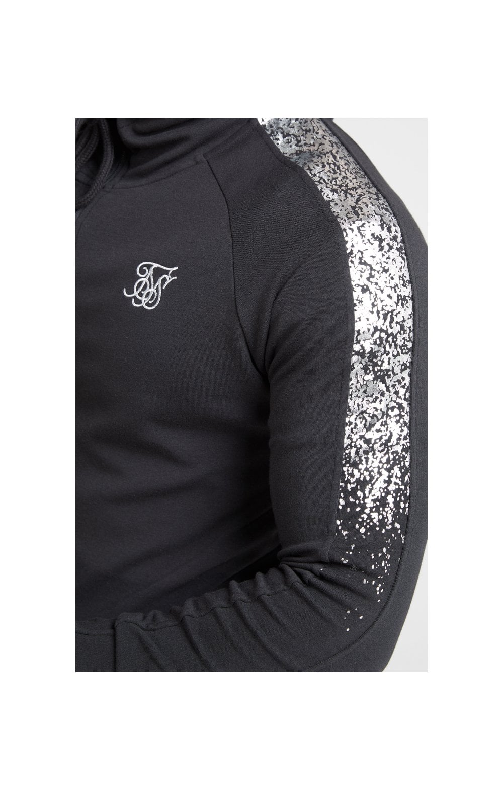 Load image into Gallery viewer, SikSilk Fade Panel Zip Through Hoodie – Black &amp; Silver (1)