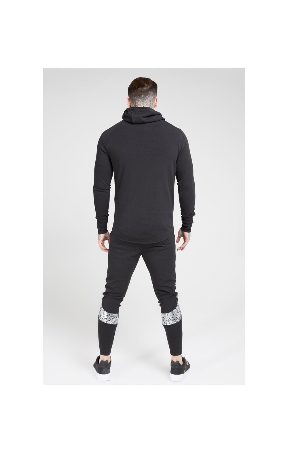 Load image into Gallery viewer, SikSilk Fade Panel Zip Through Hoodie – Black &amp; Silver (5)