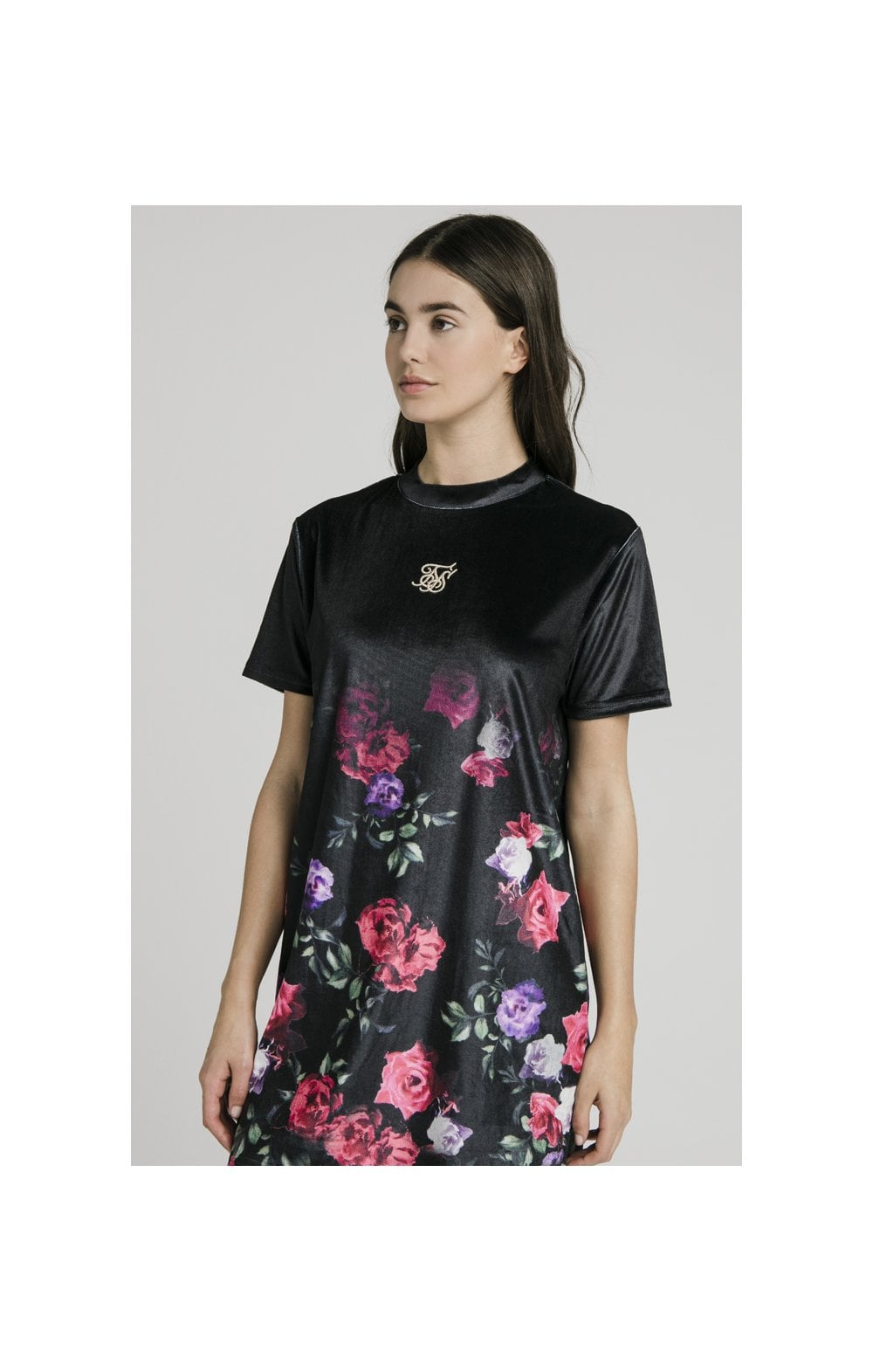 Load image into Gallery viewer, SikSilk Velour Oil Paint Dress - Black &amp; Oil Paint