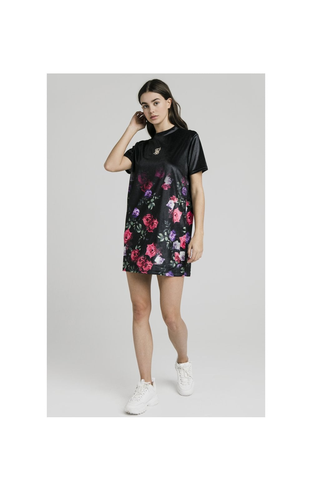 Load image into Gallery viewer, SikSilk Velour Oil Paint Dress - Black &amp; Oil Paint (1)