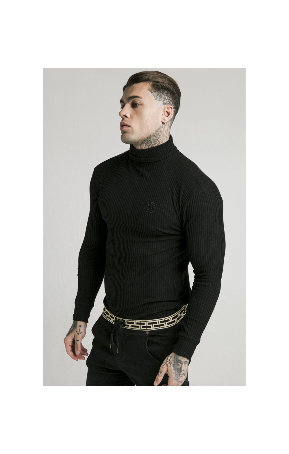 Load image into Gallery viewer, SikSilk L/S Brushed Rib Knit Turtle Neck - Black