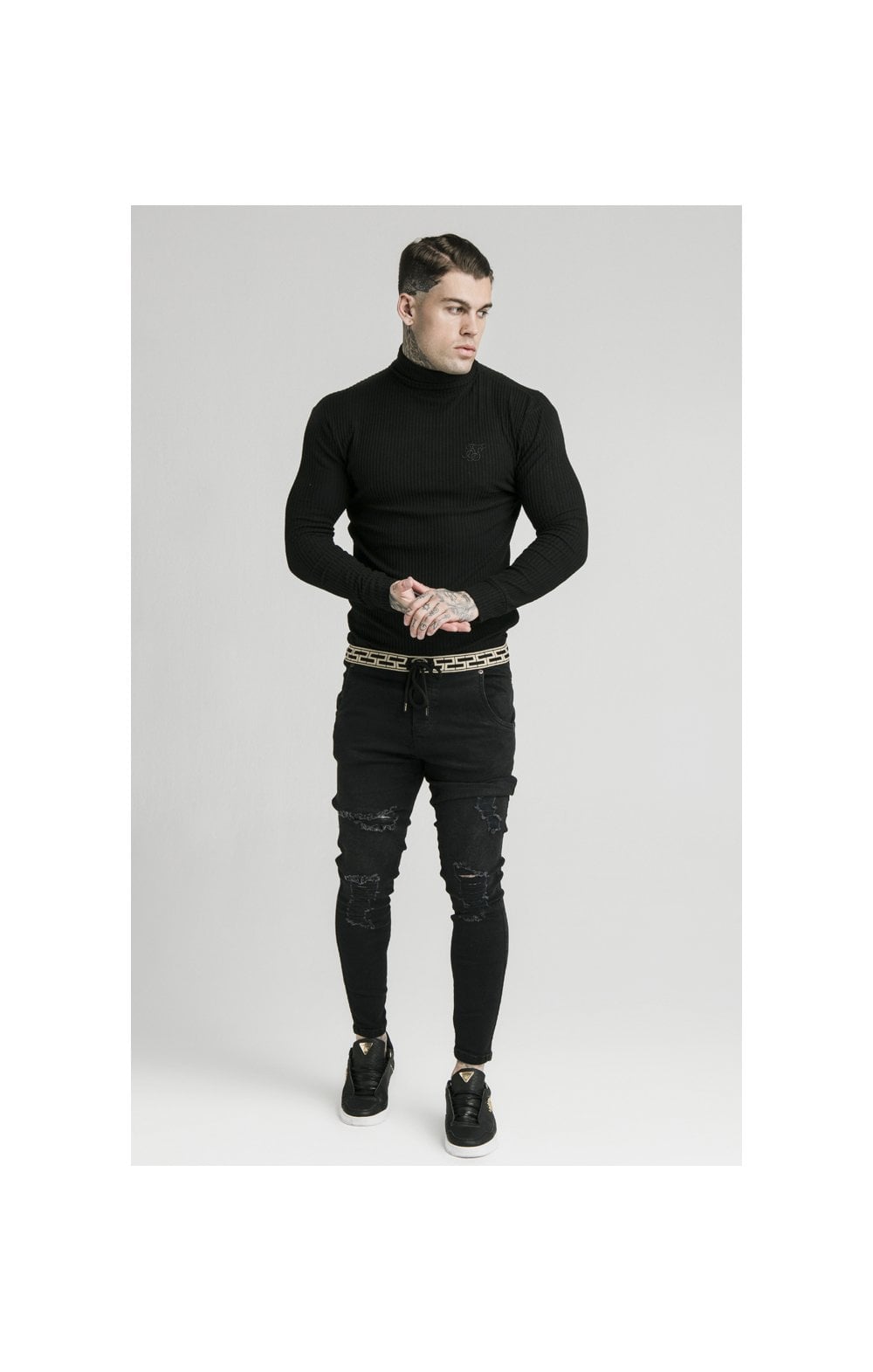 Load image into Gallery viewer, SikSilk L/S Brushed Rib Knit Turtle Neck - Black (1)