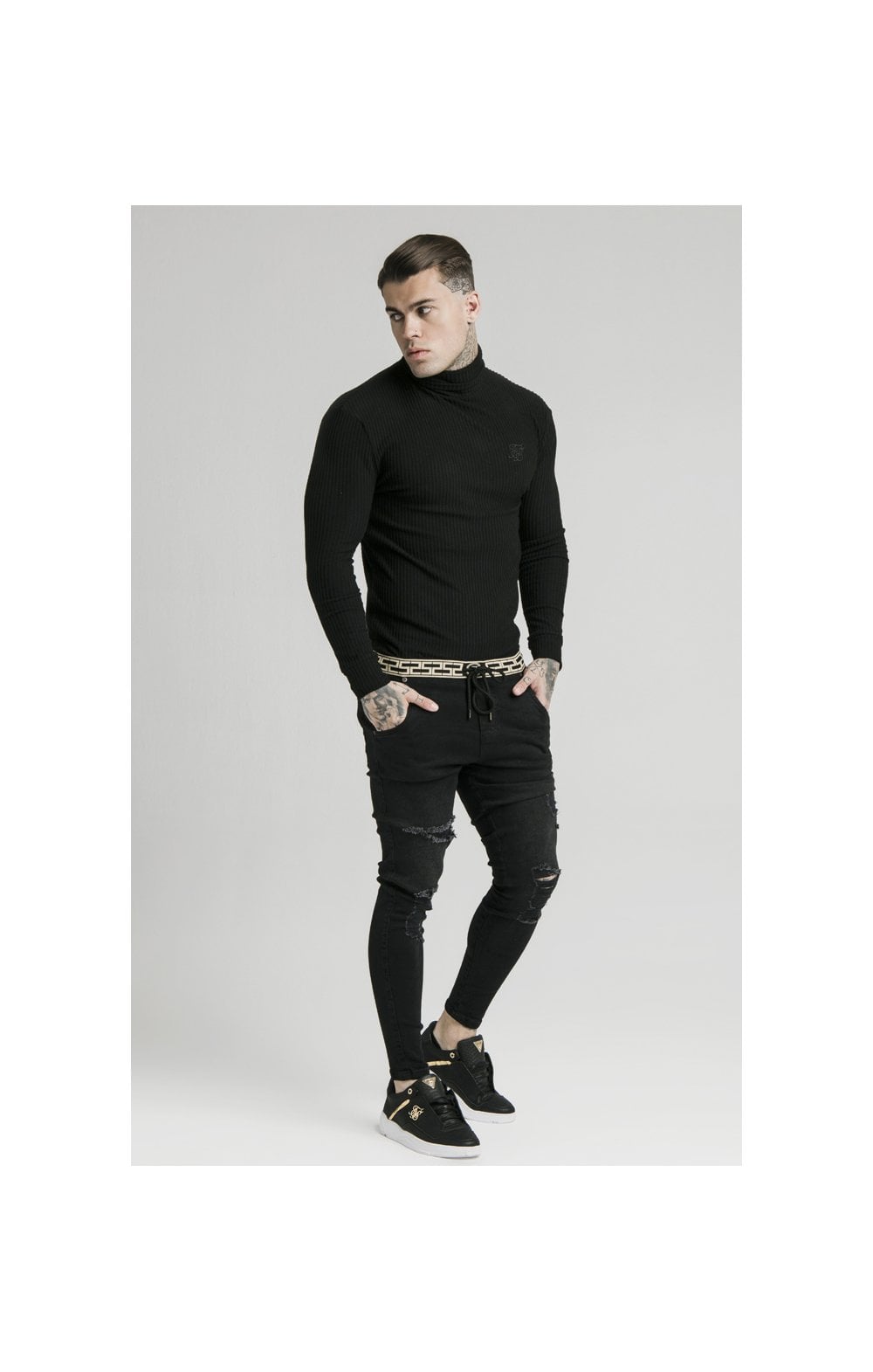 Load image into Gallery viewer, SikSilk L/S Brushed Rib Knit Turtle Neck - Black (2)