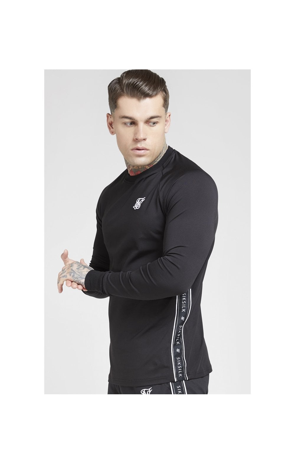 Load image into Gallery viewer, SikSilk L/S Tape Performance Sweater - Black