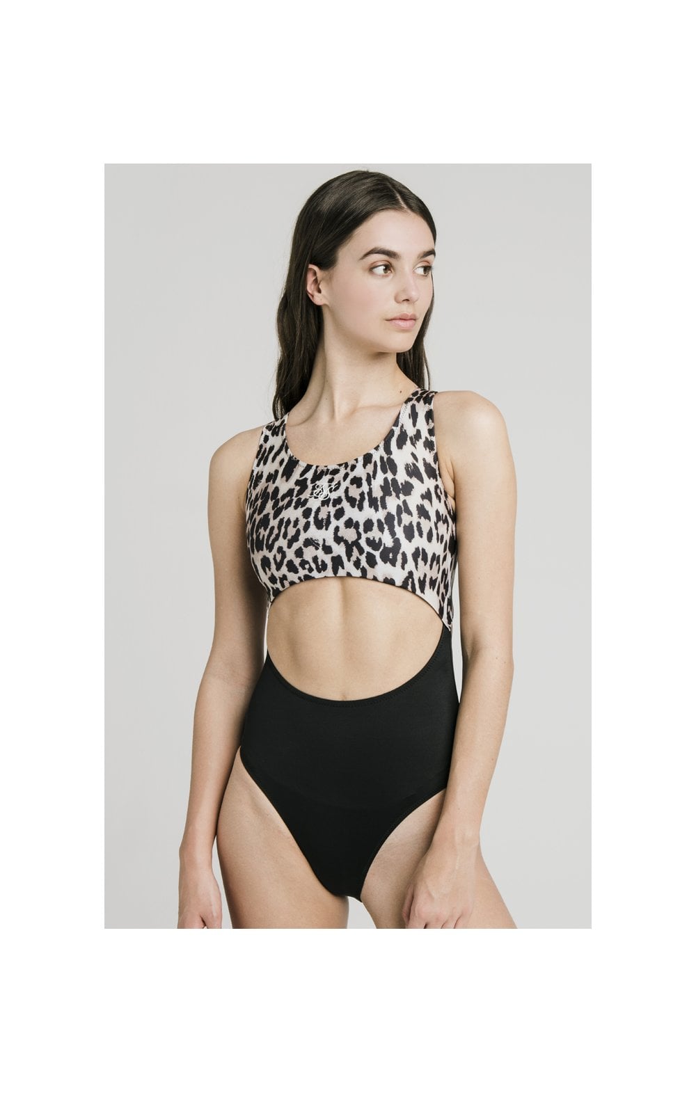 Load image into Gallery viewer, SikSilk Cut Out Swimsuit – Black &amp; Leopard