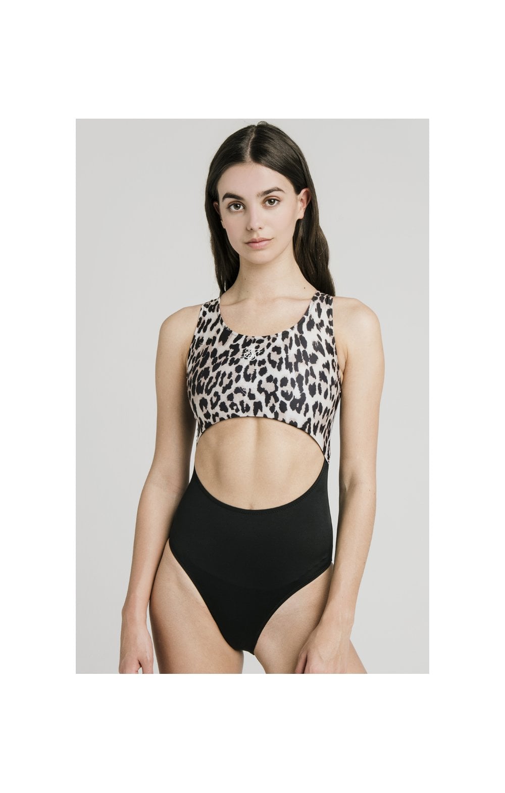 Load image into Gallery viewer, SikSilk Cut Out Swimsuit – Black &amp; Leopard (2)