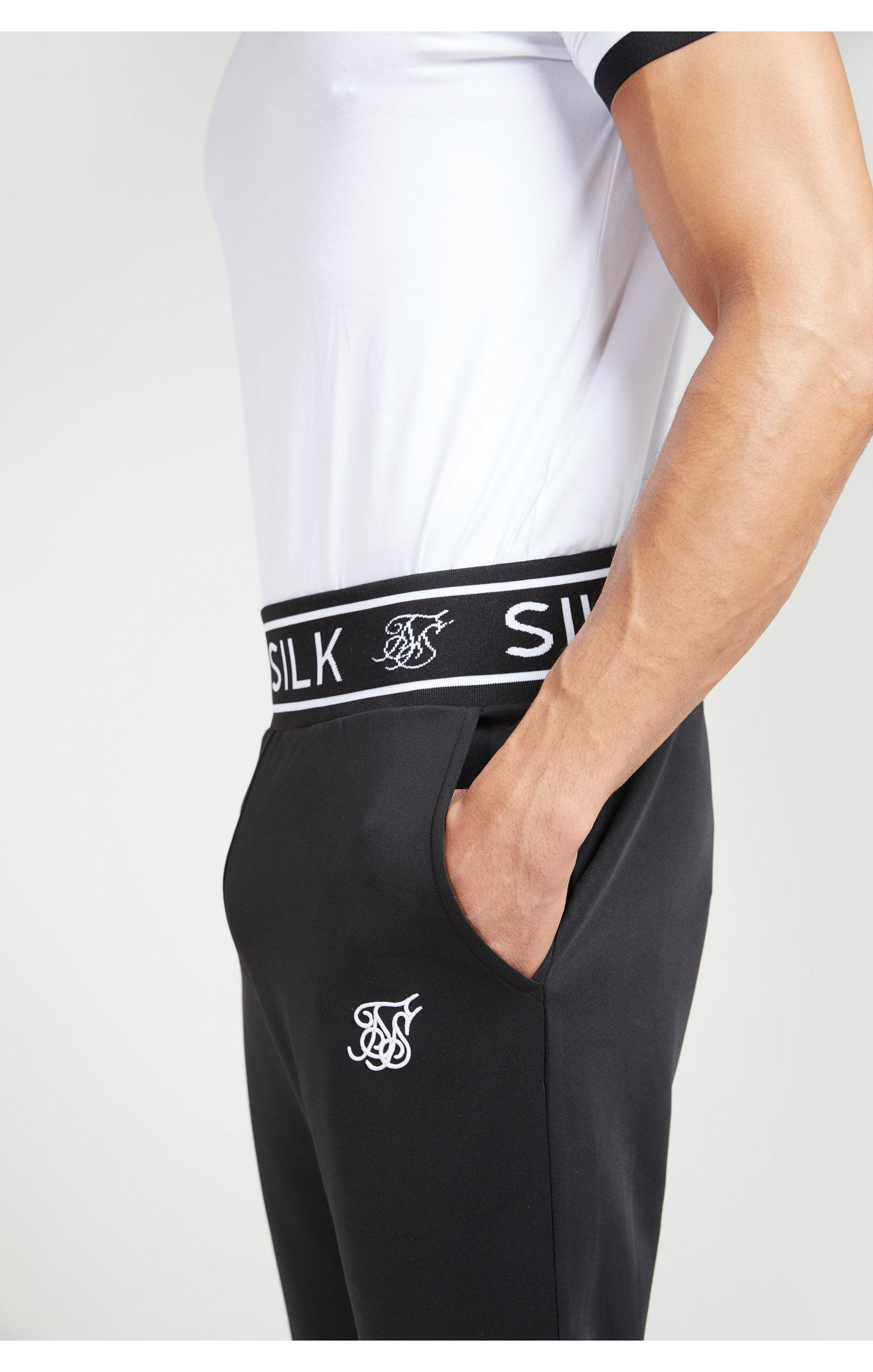 Load image into Gallery viewer, SikSilk Branded Rib Joggers – Black (1)