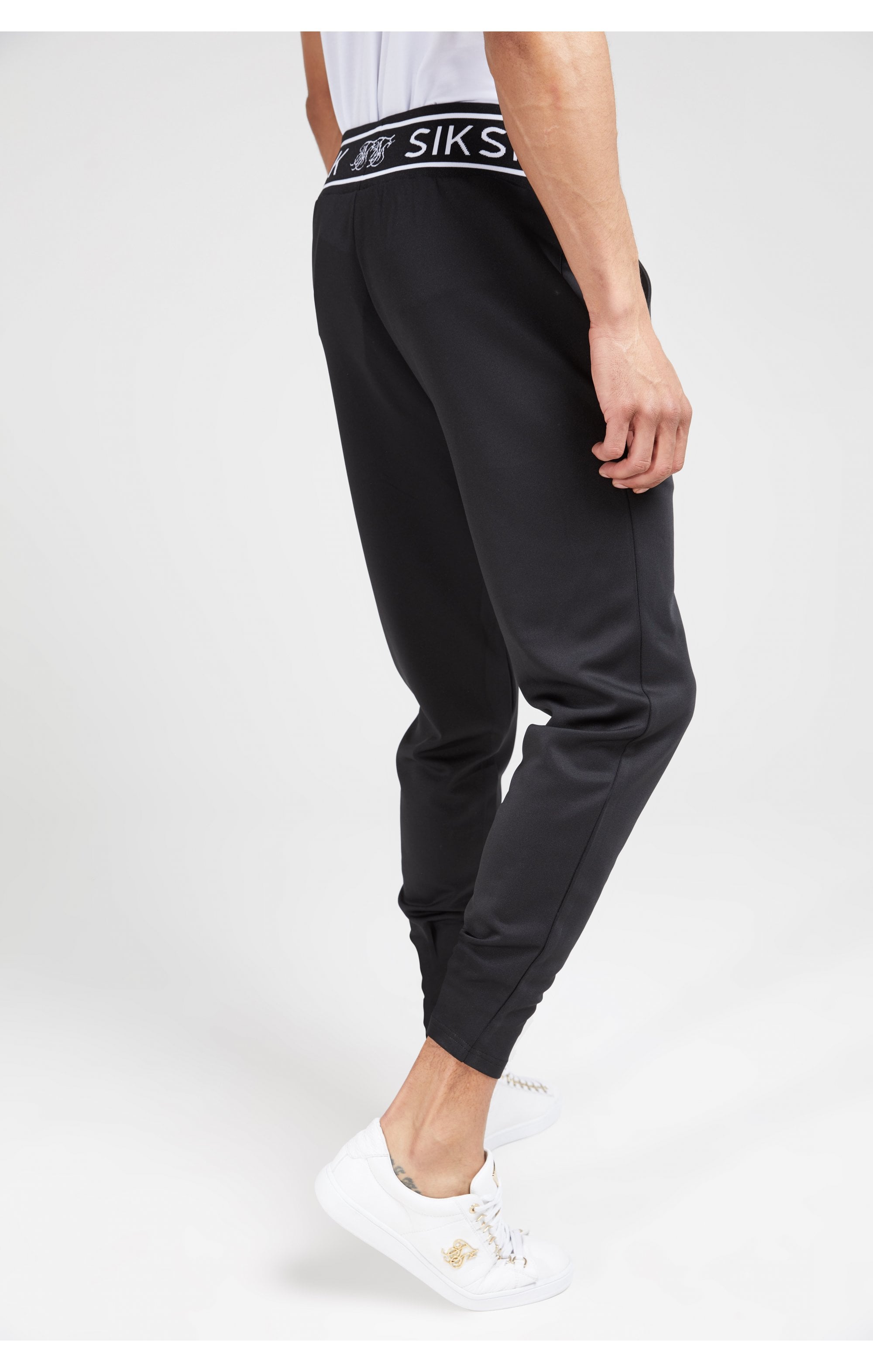 Load image into Gallery viewer, SikSilk Branded Rib Joggers – Black (3)