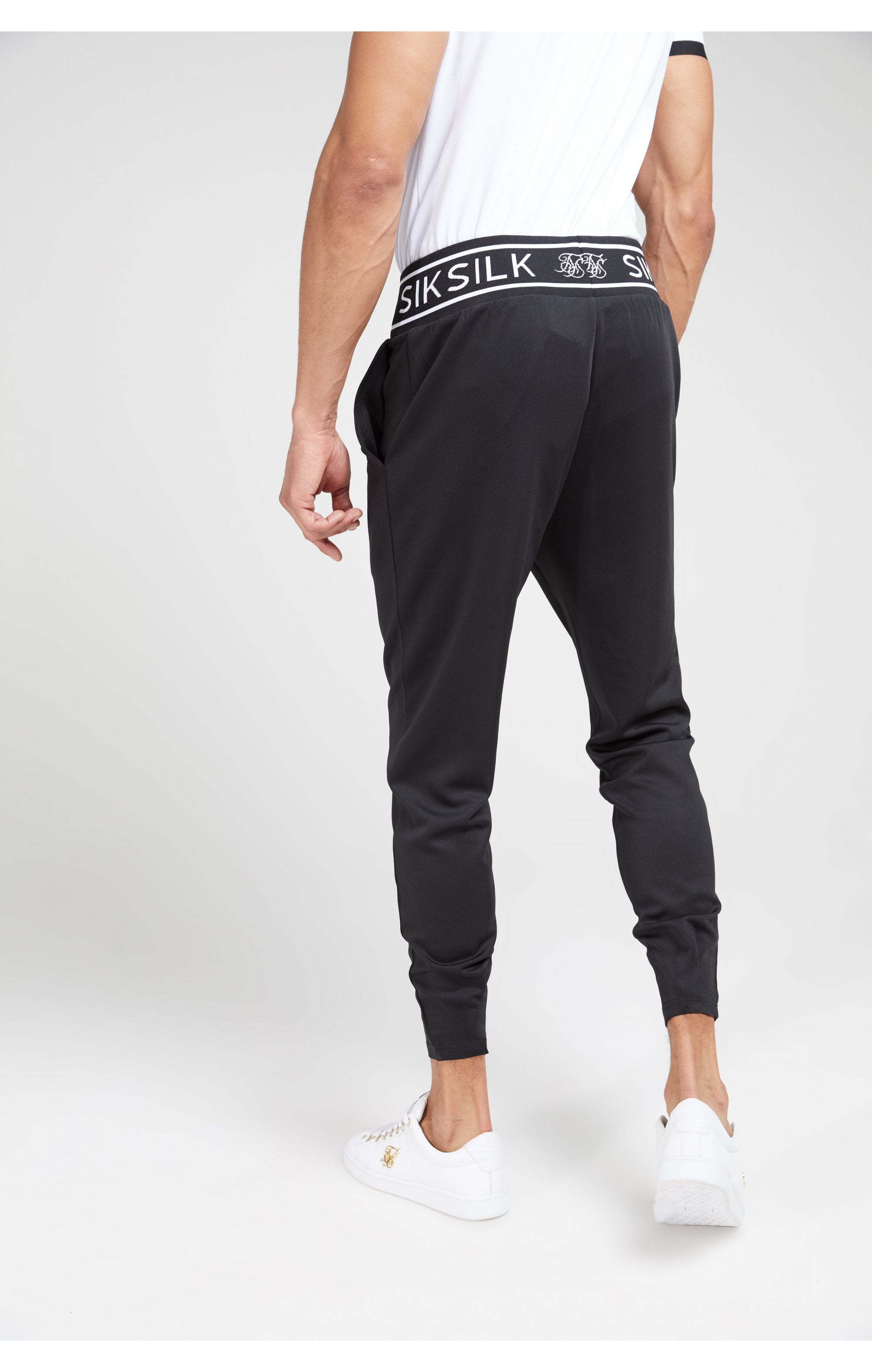 Load image into Gallery viewer, SikSilk Branded Rib Joggers – Black (4)