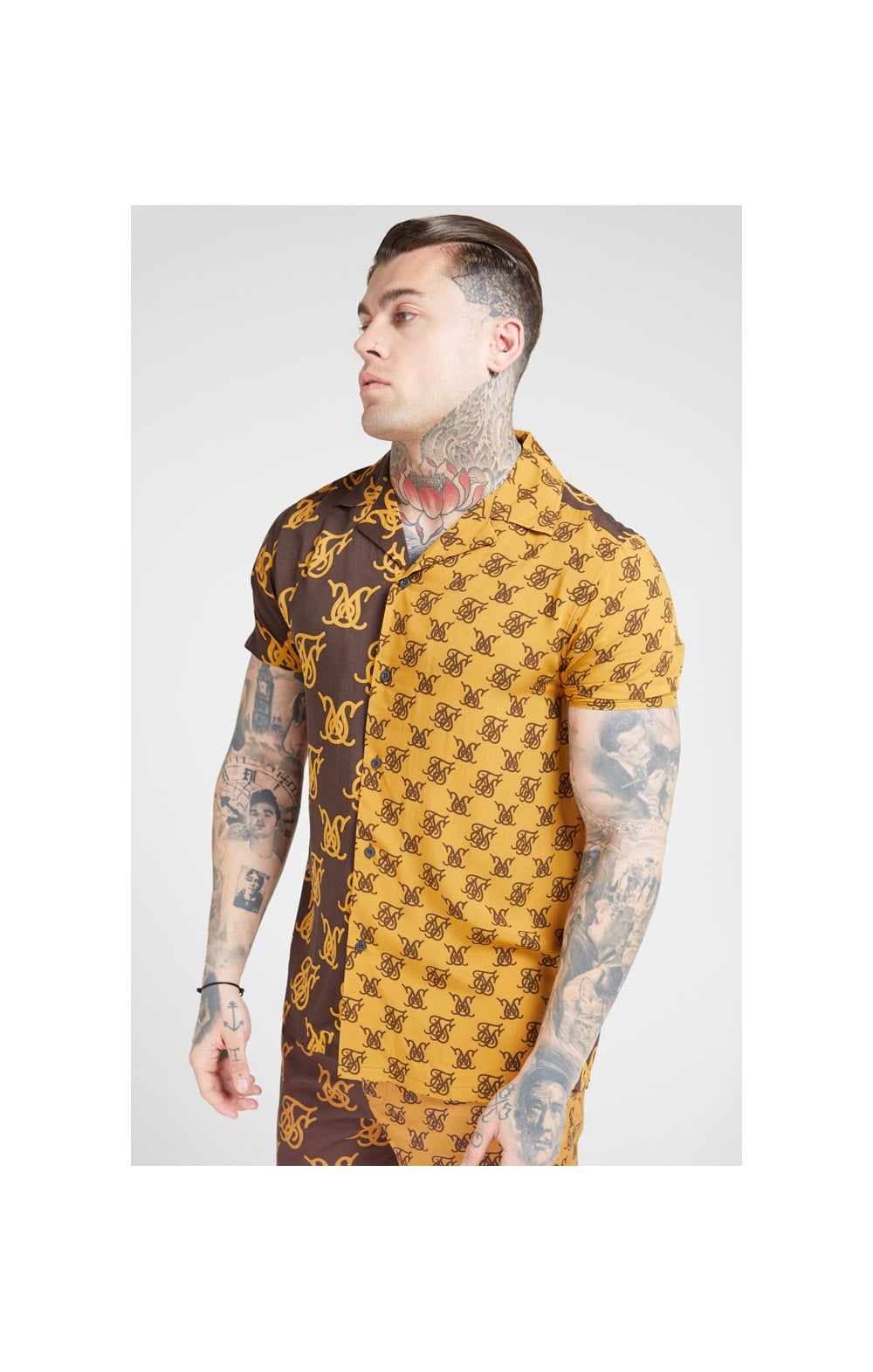 Load image into Gallery viewer, SikSilk S/S Resort Shirt – Tan &amp; Brown (1)