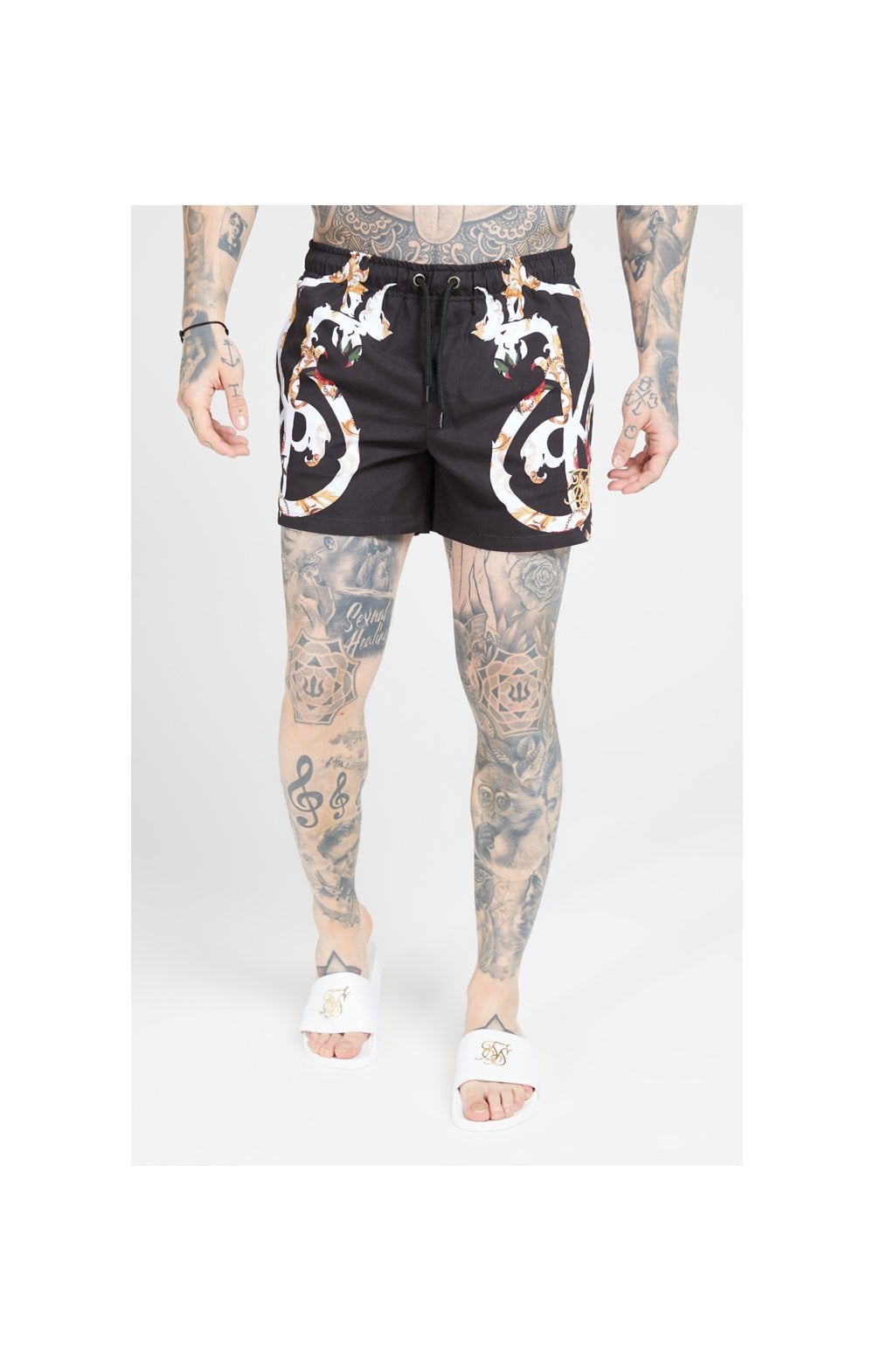 Load image into Gallery viewer, SikSilk Standard Swim Shorts – Floral Scroll