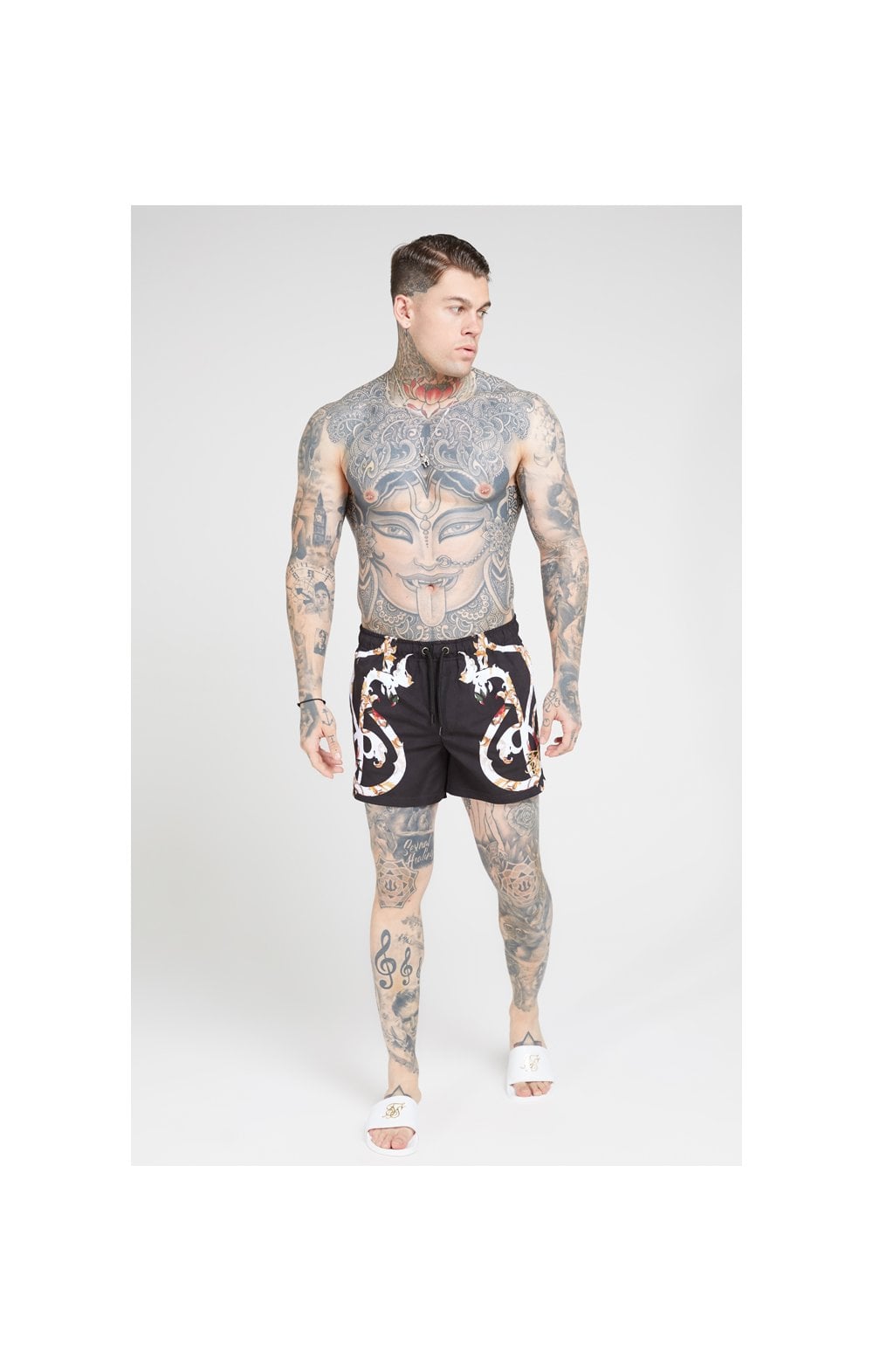Load image into Gallery viewer, SikSilk Standard Swim Shorts – Floral Scroll (3)