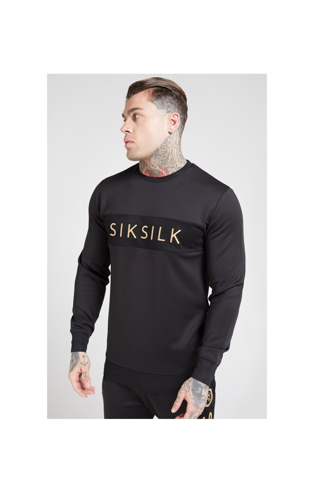 Load image into Gallery viewer, SikSilk Crew Sweat – Black &amp; Gold