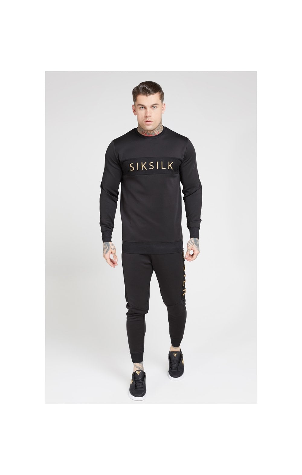 Load image into Gallery viewer, SikSilk Crew Sweat – Black &amp; Gold (2)