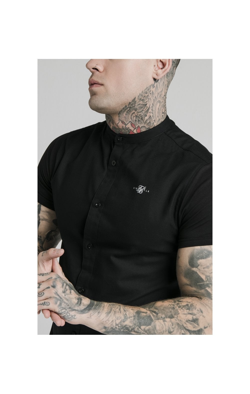 Load image into Gallery viewer, Black Short Sleeve Standard Collar Shirt (1)