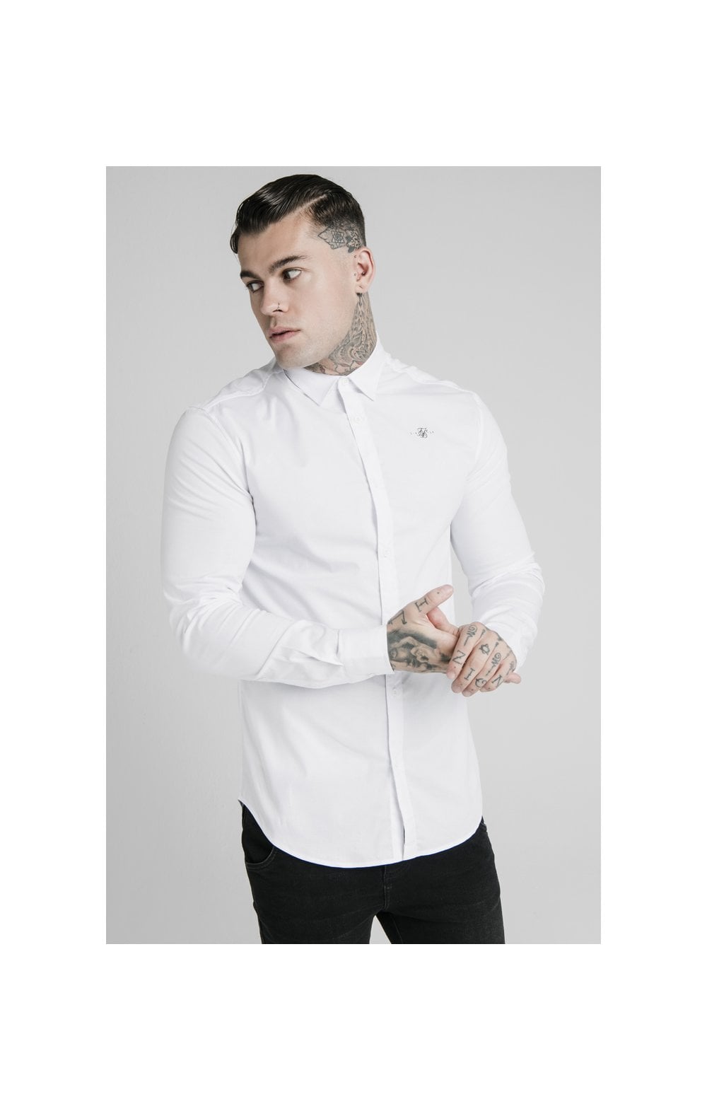 Load image into Gallery viewer, White Long Sleeve Standard Collar Shirt