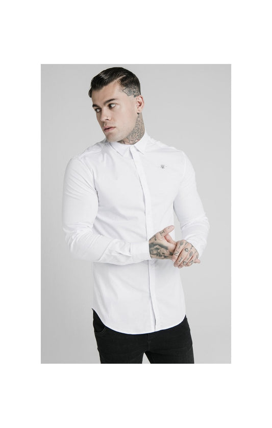White Long Sleeve Standard Collar Shirt