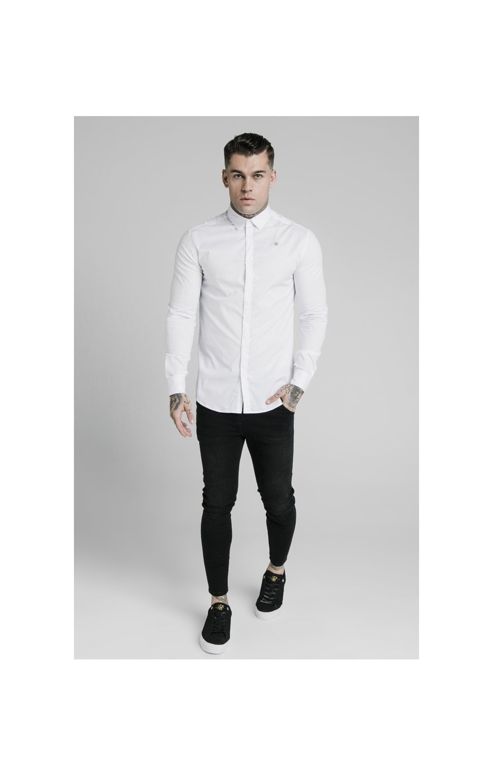 Load image into Gallery viewer, White Long Sleeve Standard Collar Shirt (2)