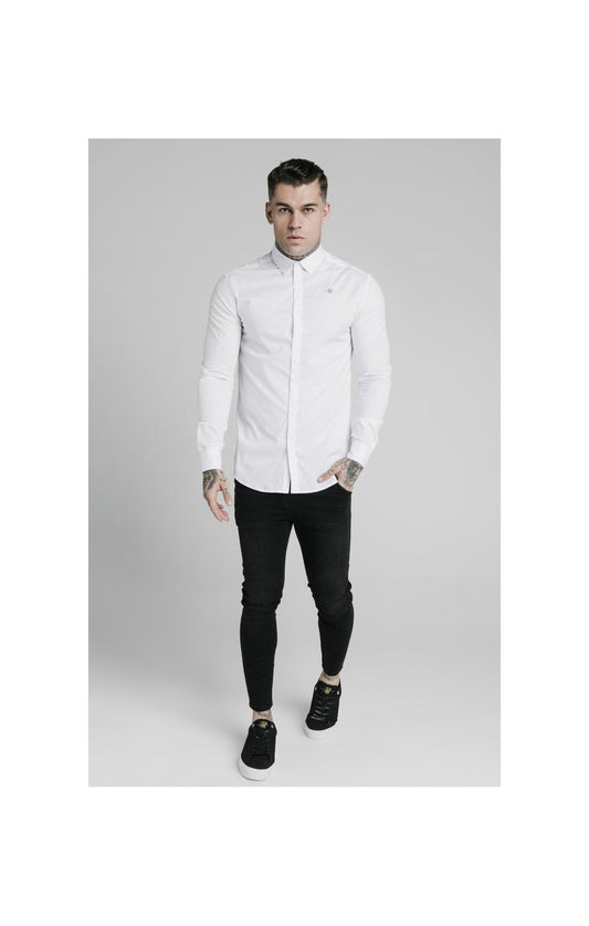 White Long Sleeve Standard Collar Shirt