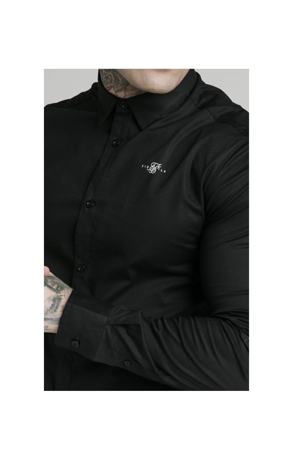 Load image into Gallery viewer, Black Long Sleeve Standard Collar Shirt (5)