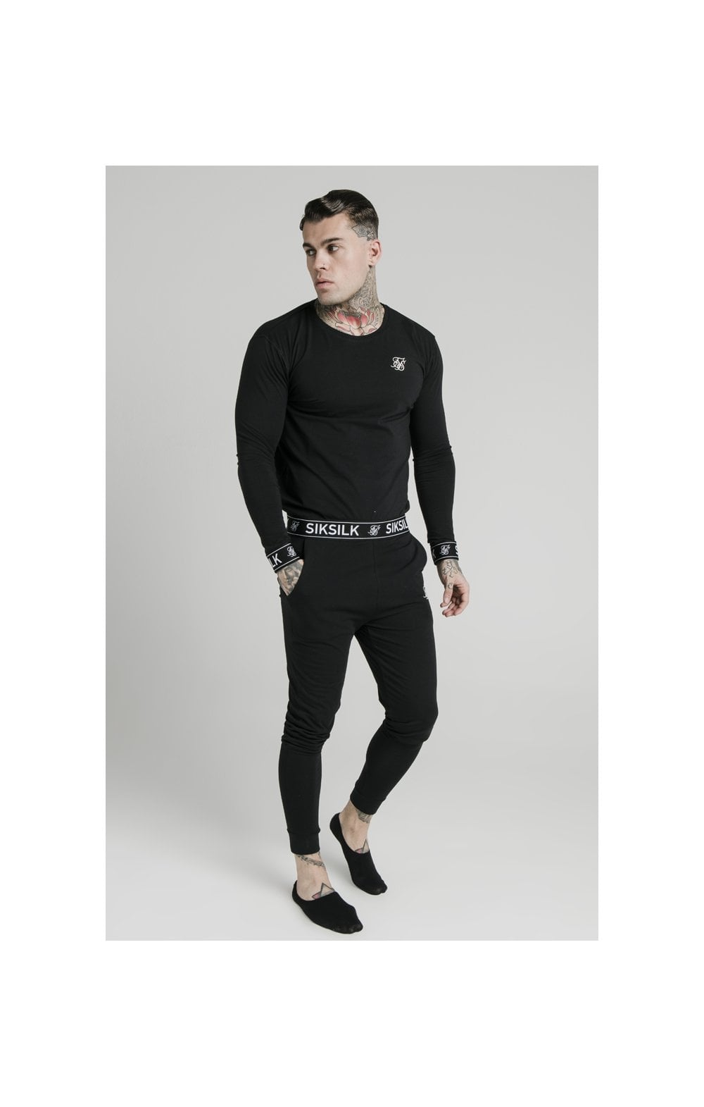 Load image into Gallery viewer, SikSilk L/S Lounge Tee – Black (2)