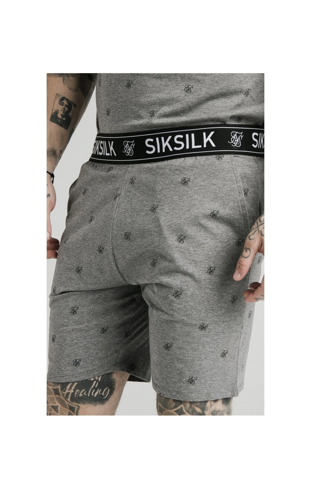Load image into Gallery viewer, Grey Marl Logo Jersey Short