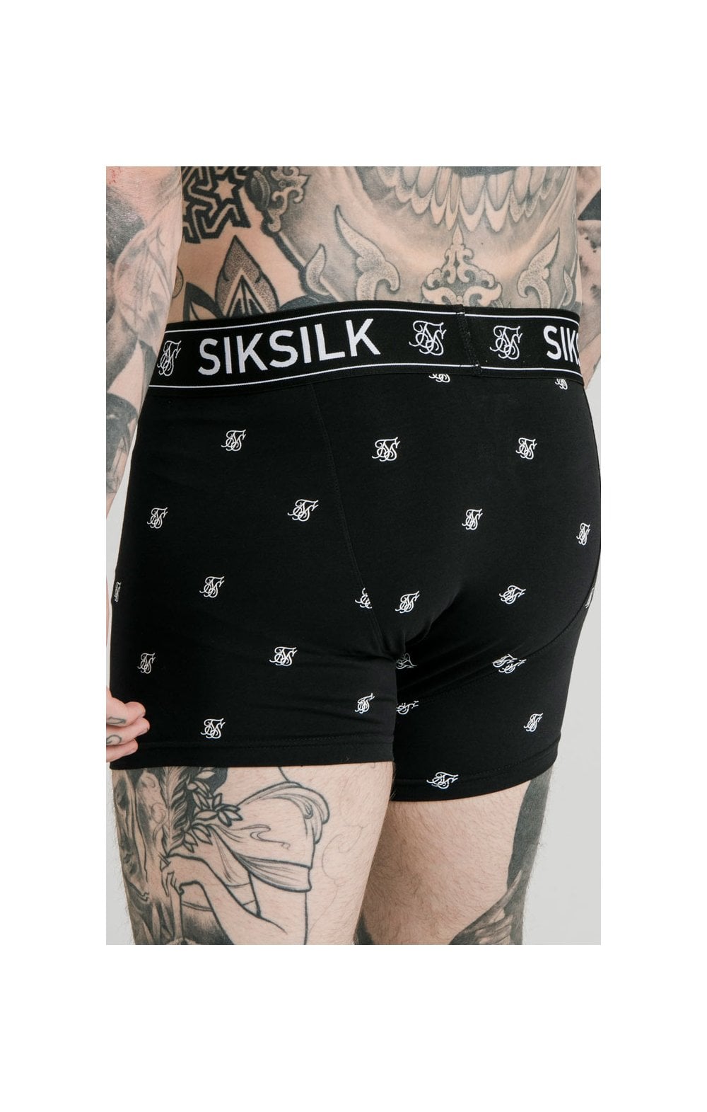 Load image into Gallery viewer, SikSilk Logo Taped Boxer Shorts (2 Pack) - White &amp; Black Pack of 2 Boxers - 1 White pair and 1 Black pair (5)