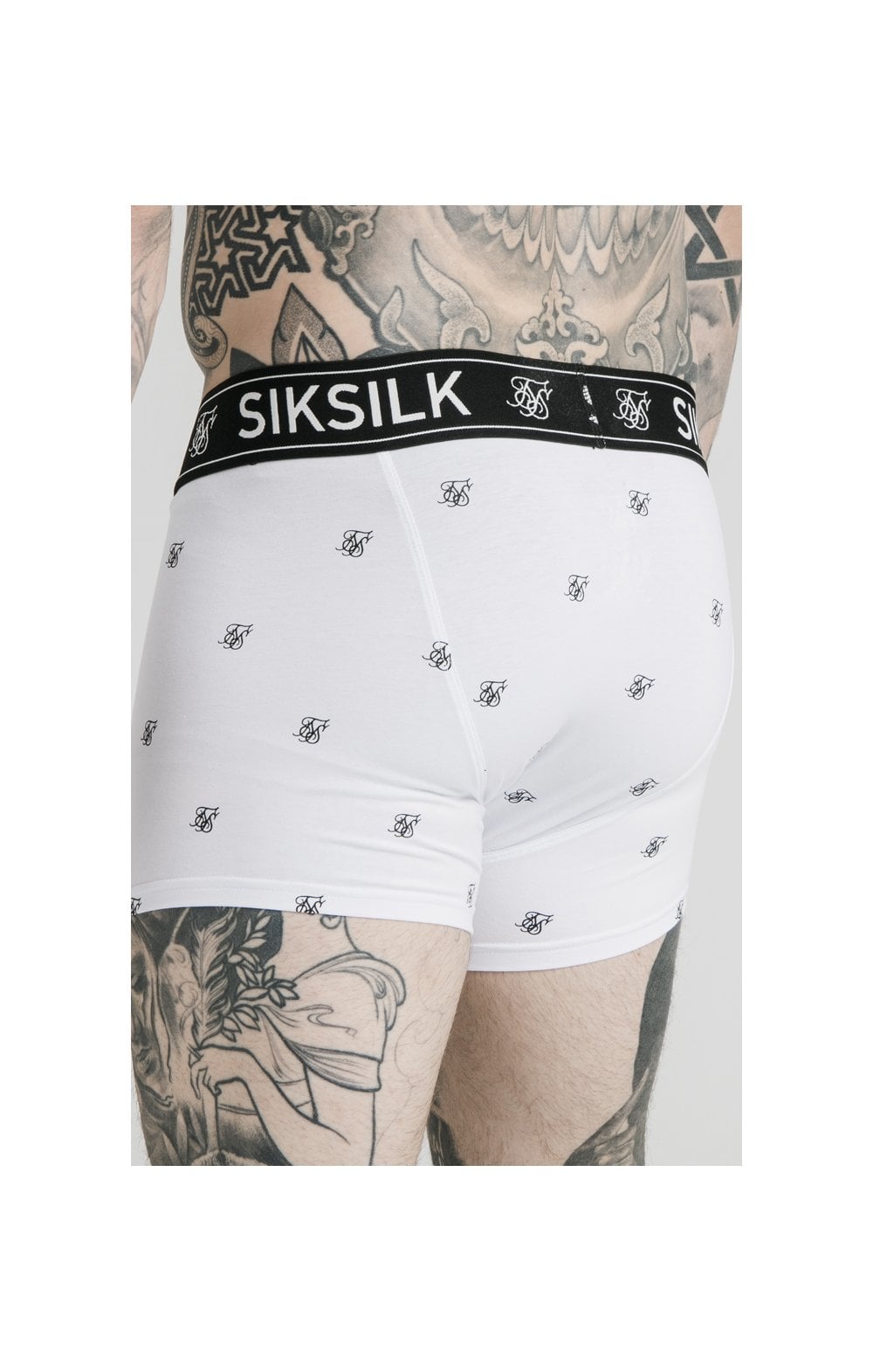 Load image into Gallery viewer, SikSilk Logo Taped Boxer Shorts (2 Pack) - White &amp; Black Pack of 2 Boxers - 1 White pair and 1 Black pair (6)