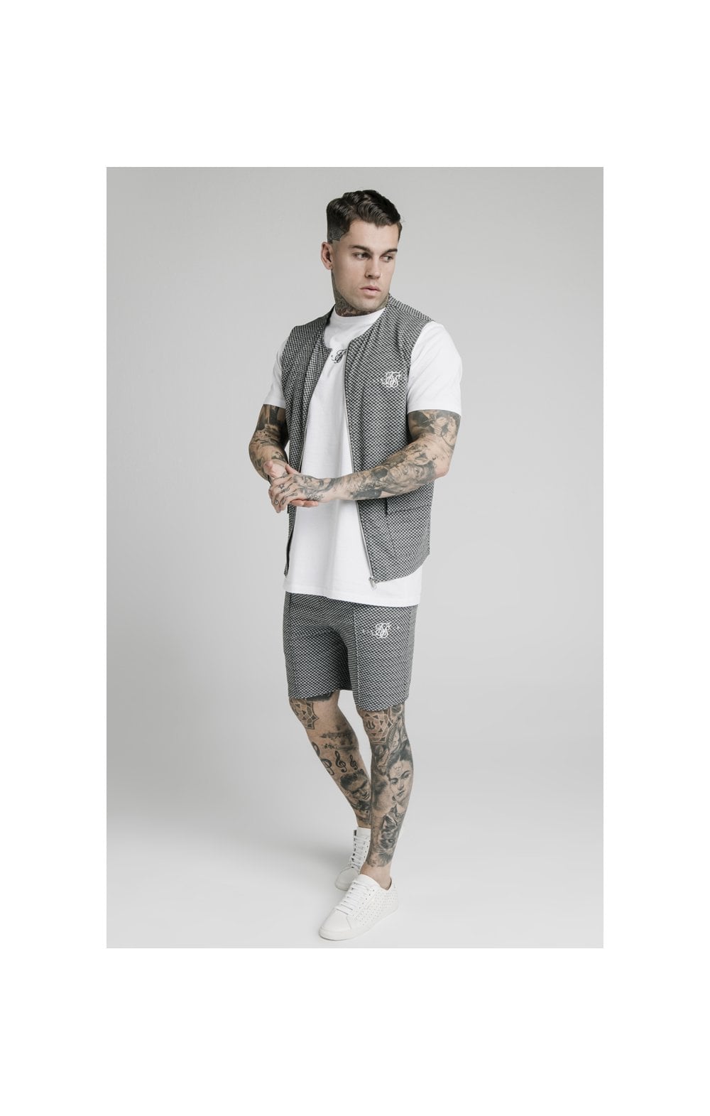 Load image into Gallery viewer, SikSilk Smart Wear Vest - Black &amp; White Dogtooth (3)